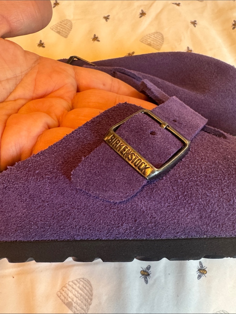 Birkenstock Purple Suede Boston Clogs with Buckle - Picture 2 of 6